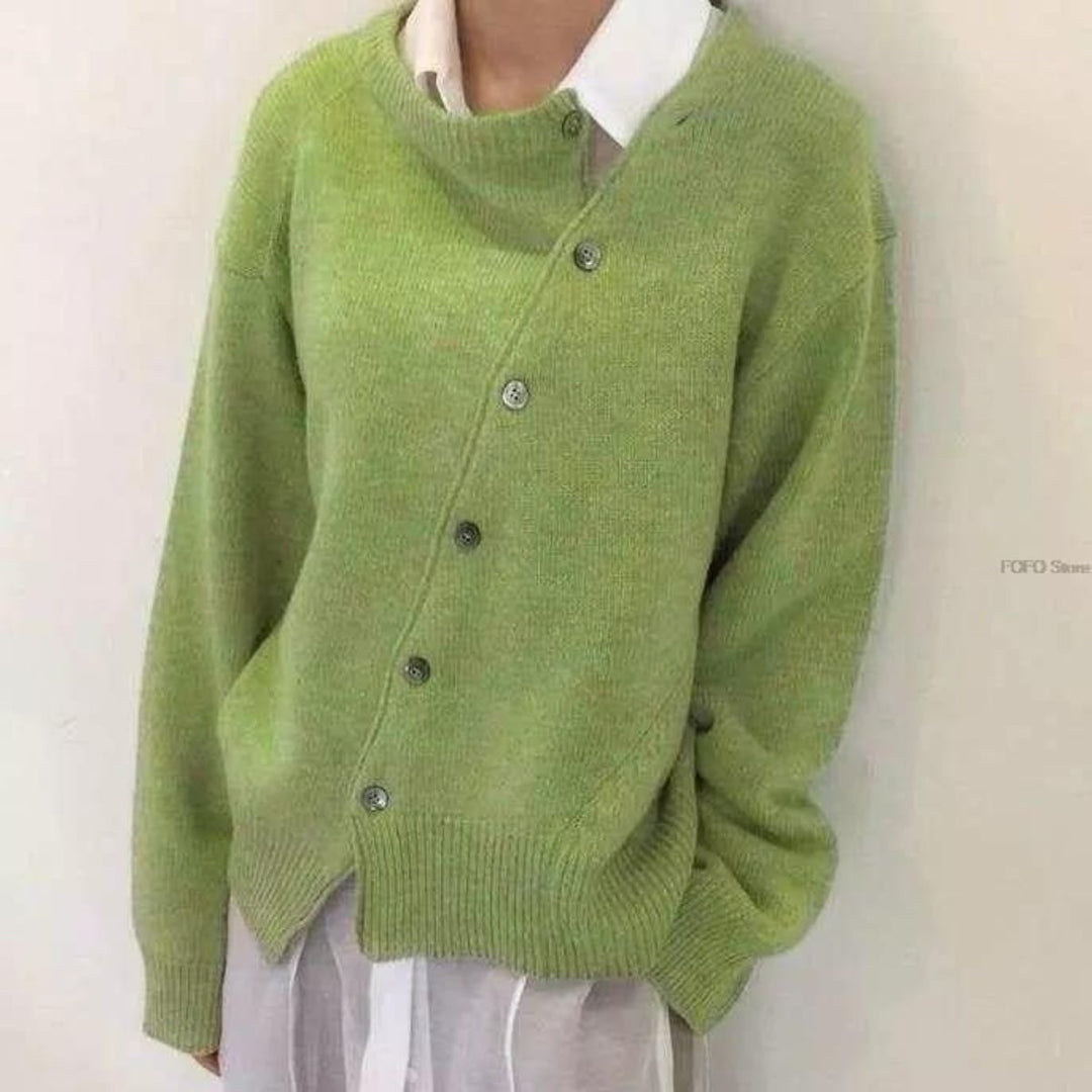 Gitte | Sweater Dame Strik Rund Hals Knapper