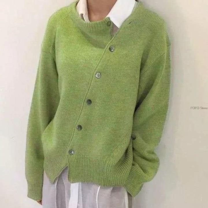Gitte | Sweater Dame Strik Rund Hals Knapper