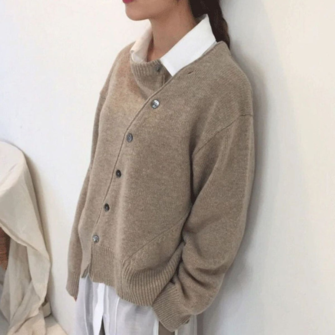 Gitte | Sweater Dame Strik Rund Hals Knapper