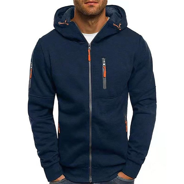 Henrik | Hættetrøje med Lynlås Herre Sweatshirt Flere Lommer