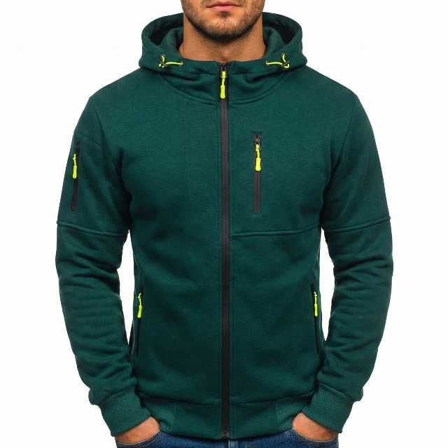 Henrik | Hættetrøje med Lynlås Herre Sweatshirt Flere Lommer
