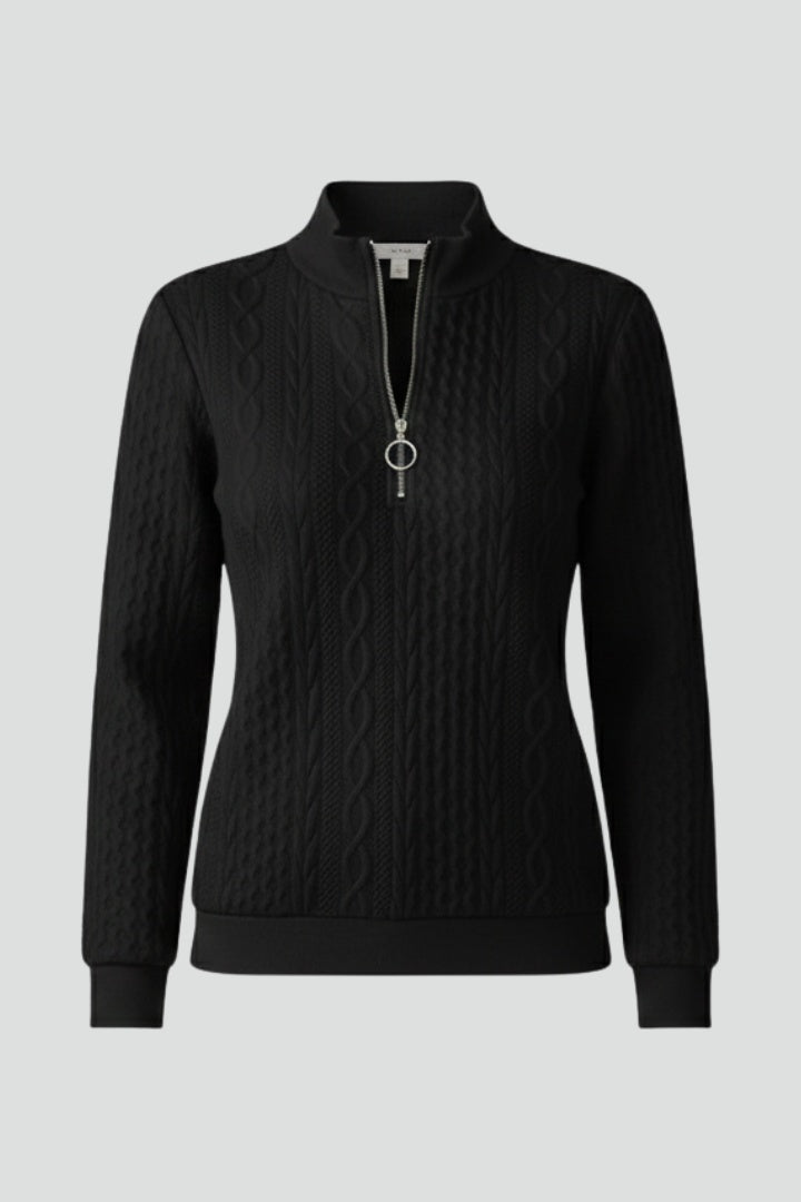 Ida | Sweater med Kabelstrik og Halv Lynlås Dame Lange Ærmer