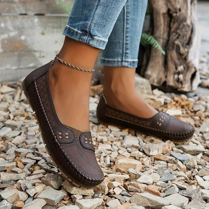 Josefine | Derby Sko Dame Perforeret Slip-On Flade