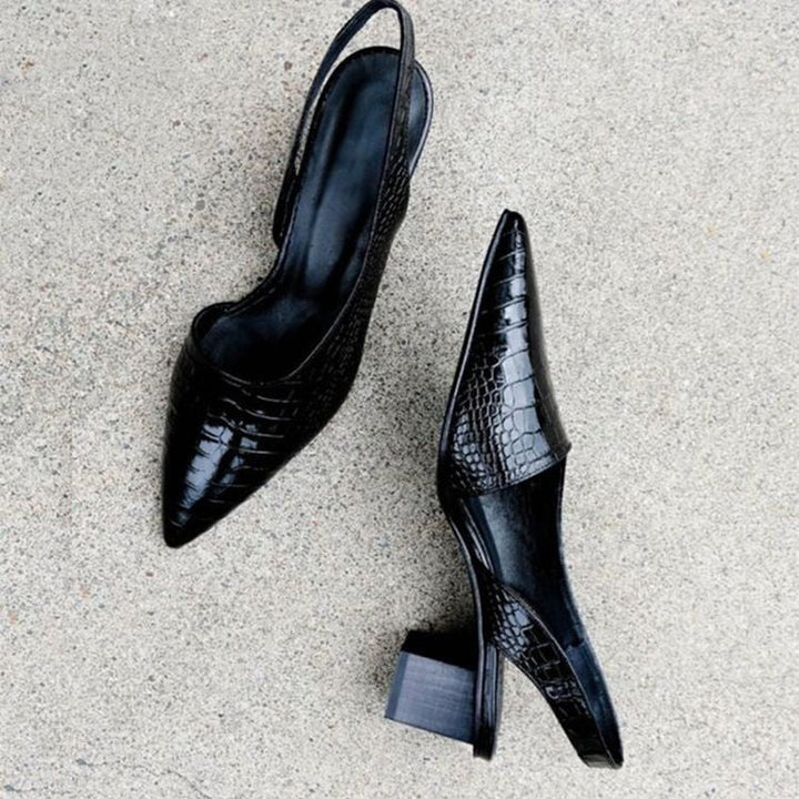 Josefine | Slingback Pumps Dame Spidst Hæl Krokodille