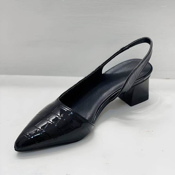Josefine | Slingback Pumps Dame Spidst Hæl Krokodille