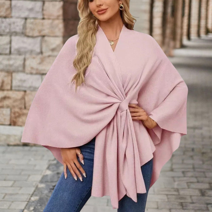 Karla | Poncho Jakke Dame med Knude V-udskæring