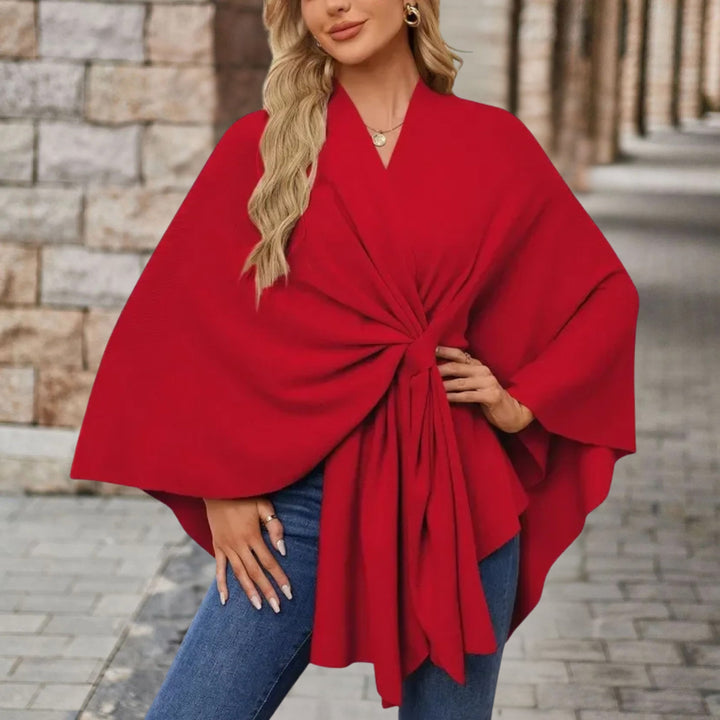 Karla | Poncho Jakke Dame med Knude V-udskæring