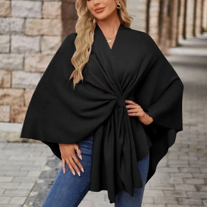 Karla | Poncho Jakke Dame med Knude V-udskæring