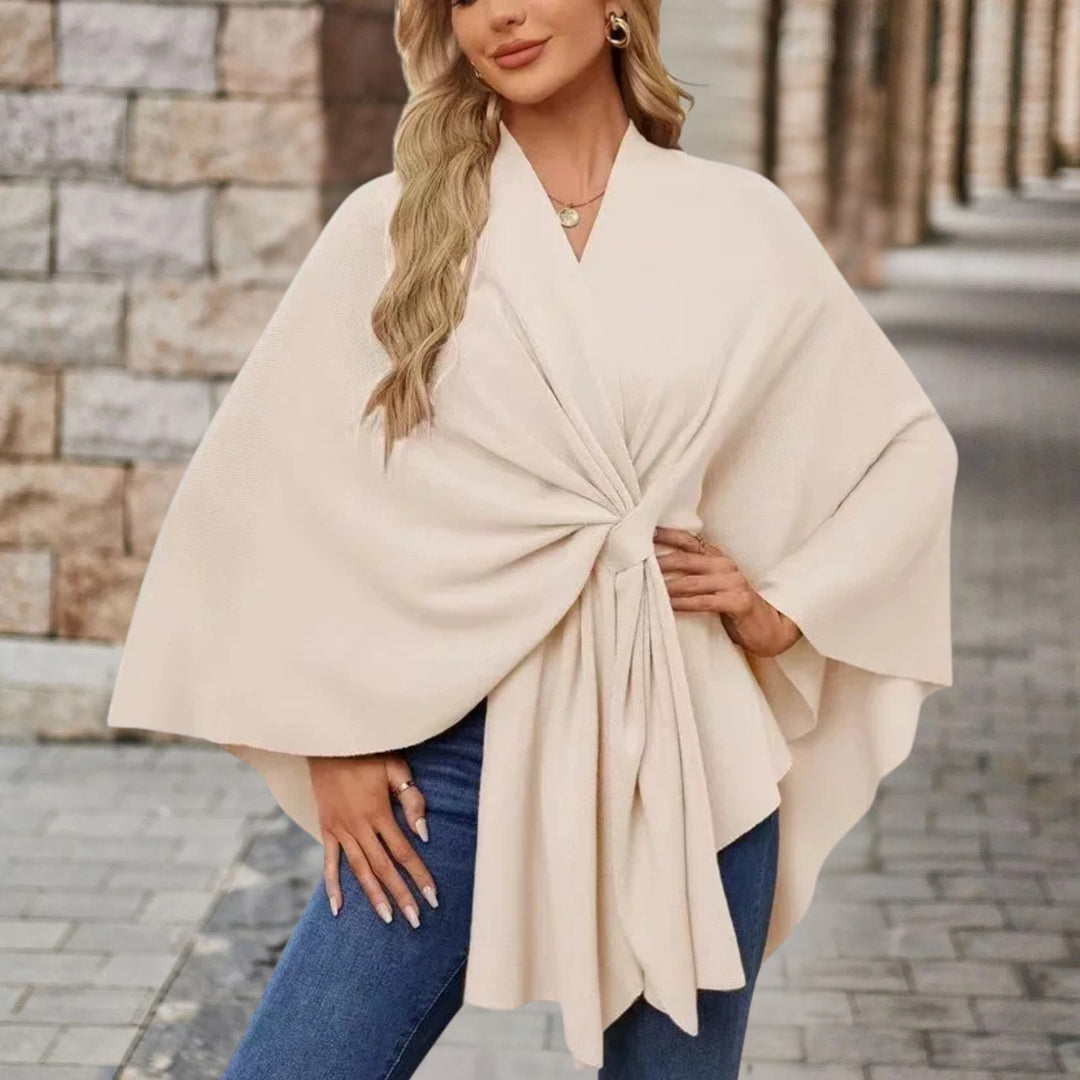 Karla | Poncho Jakke Dame med Knude V-udskæring