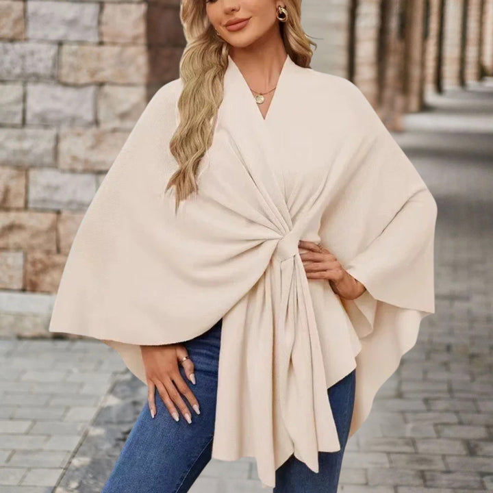 Karla | Poncho Jakke Dame med Knude V-udskæring