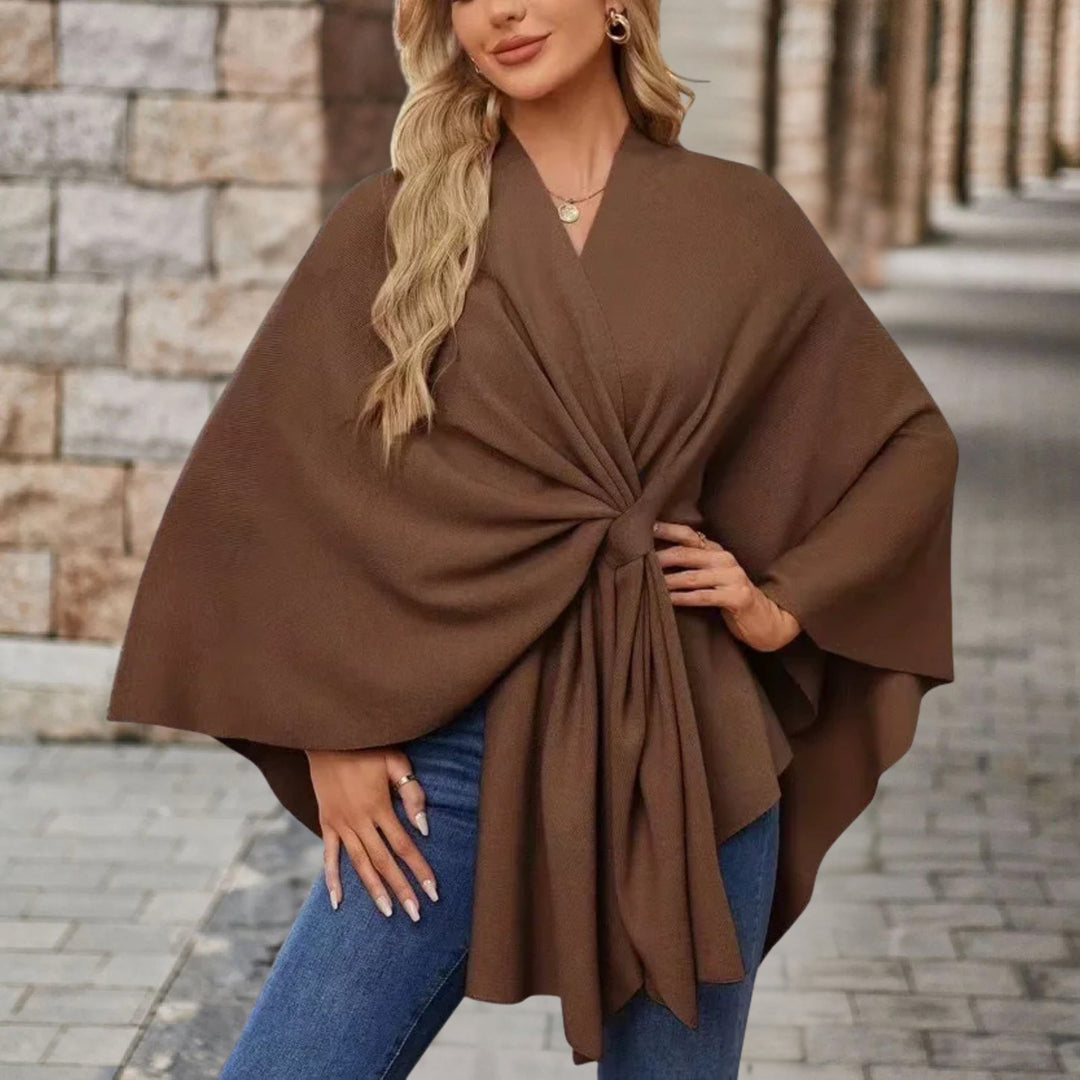 Karla | Poncho Jakke Dame med Knude V-udskæring