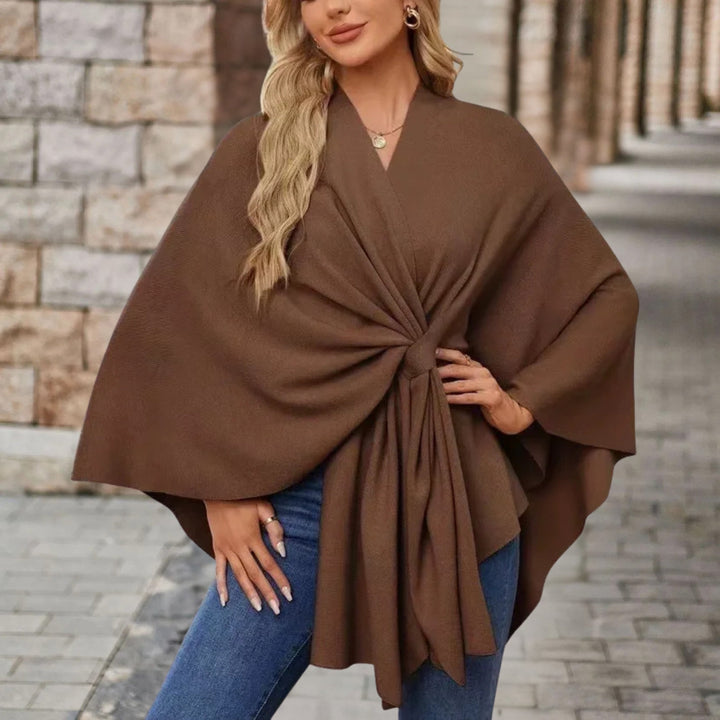 Karla | Poncho Jakke Dame med Knude V-udskæring