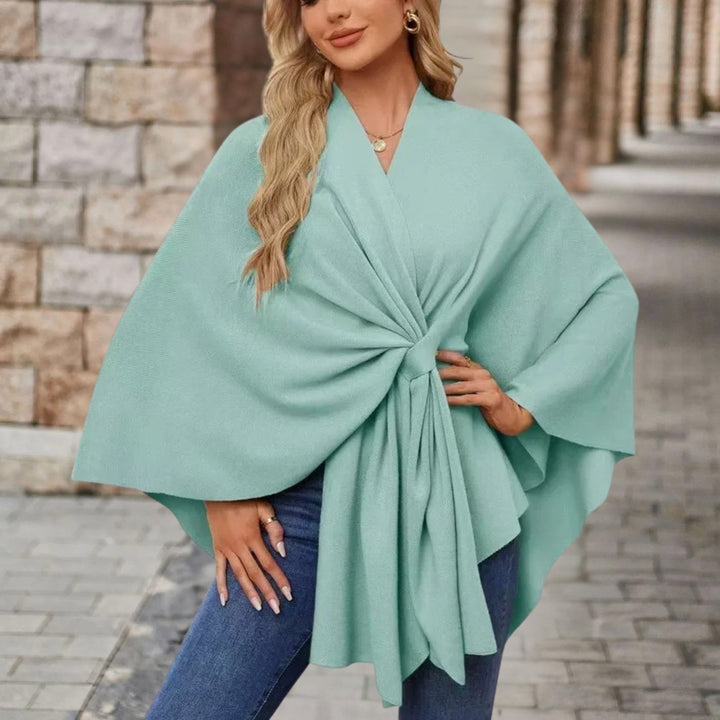Karla | Poncho Jakke Dame med Knude V-udskæring