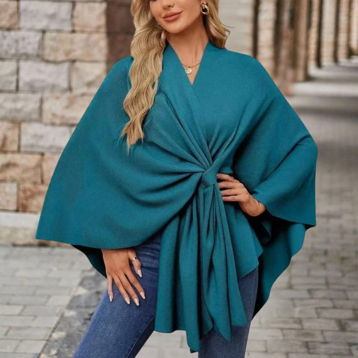 Karla | Poncho Jakke Dame med Knude V-udskæring