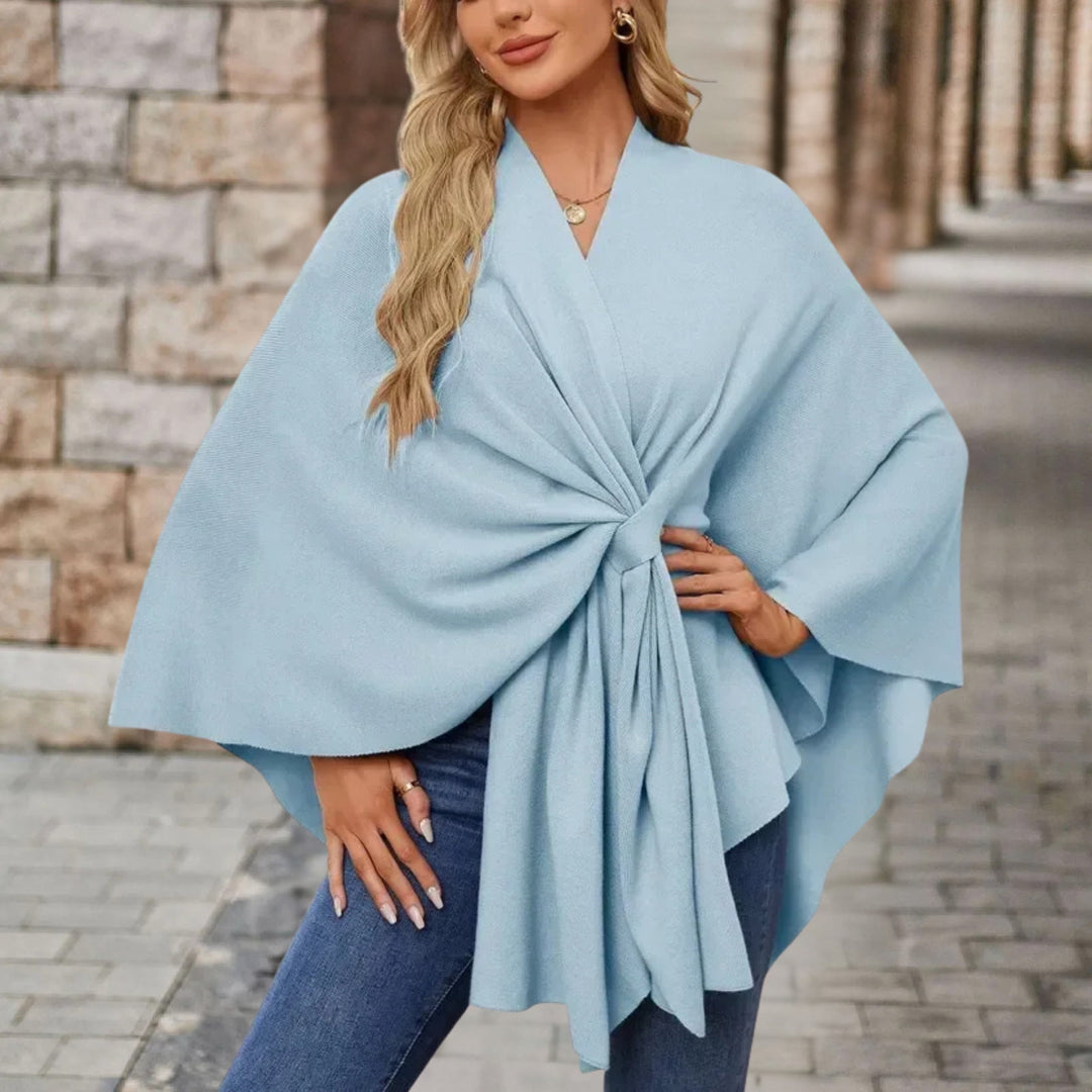 Karla | Poncho Jakke Dame med Knude V-udskæring