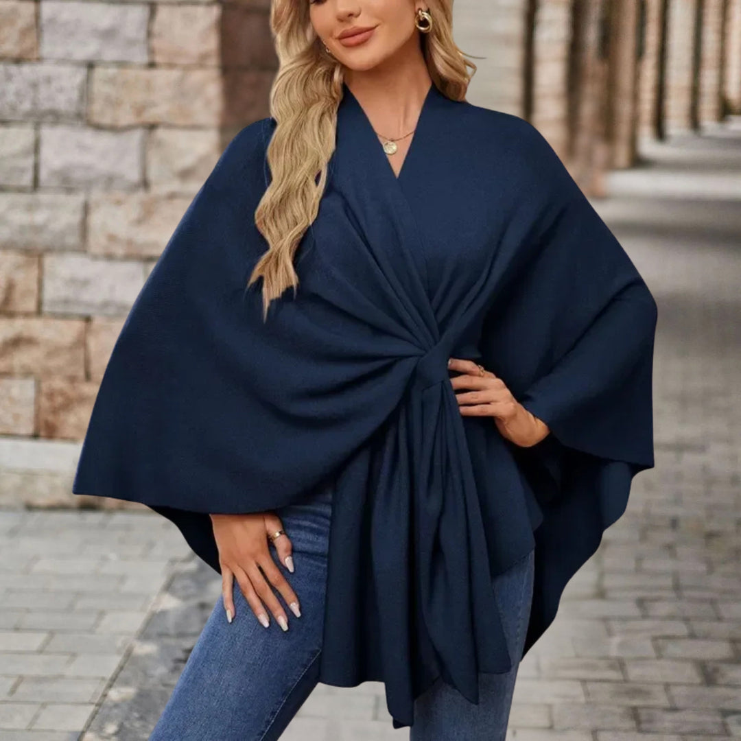 Karla | Poncho Jakke Dame med Knude V-udskæring