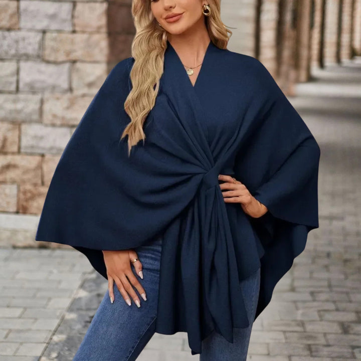 Karla | Poncho Jakke Dame med Knude V-udskæring