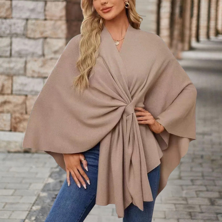 Karla | Poncho Jakke Dame med Knude V-udskæring