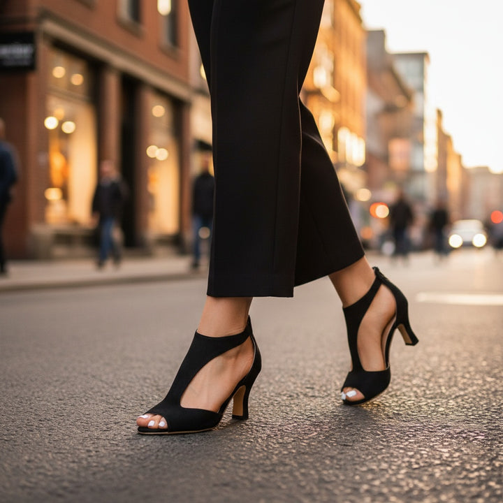 Karla | Stiletter Dame Peep Toe Ruskind Blokhæl