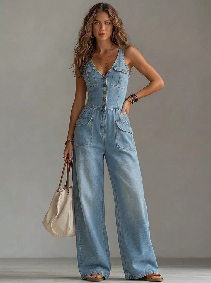 Katrine | Denim Jumpsuit Dame Vide Ben Dyb V-hals