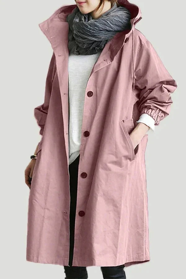 Katrine | Regnfrakke Dame med Hætte Oversize Lang