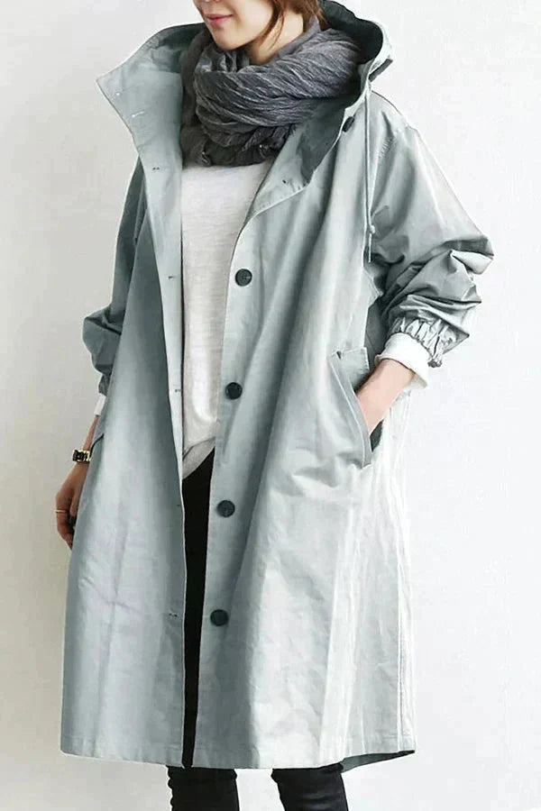 Katrine | Regnfrakke Dame med Hætte Oversize Lang