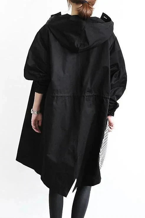 Katrine | Regnfrakke Dame med Hætte Oversize Lang