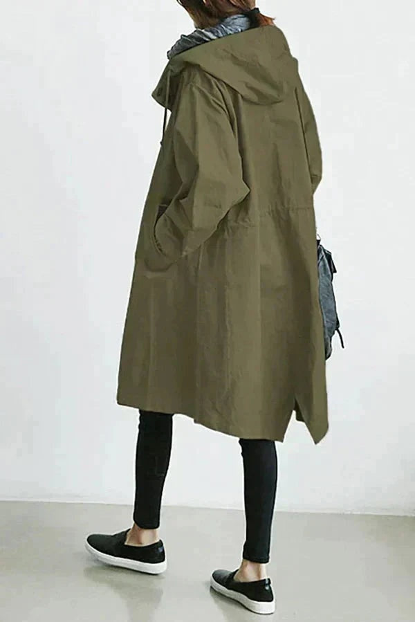 Katrine | Regnfrakke Dame med Hætte Oversize Lang