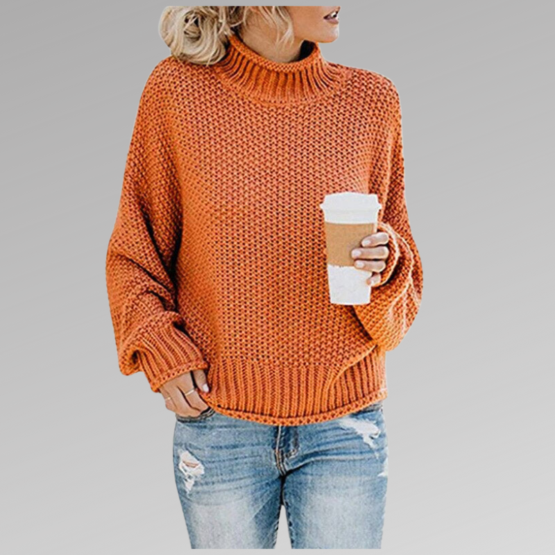 Katrine | Sweater Dame Grovstrik Rullekrave Oversize