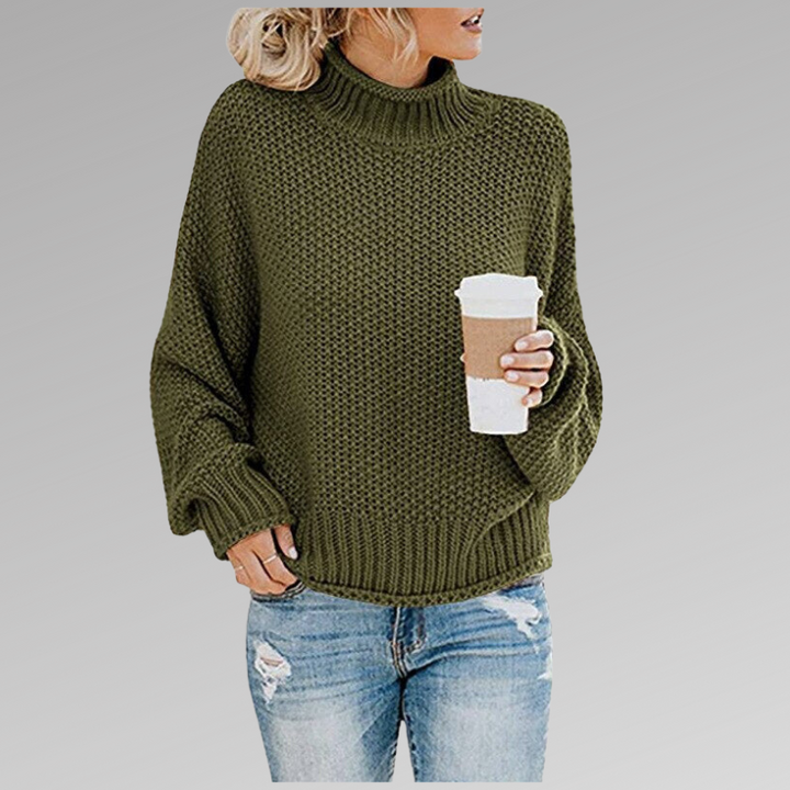Katrine | Sweater Dame Grovstrik Rullekrave Oversize