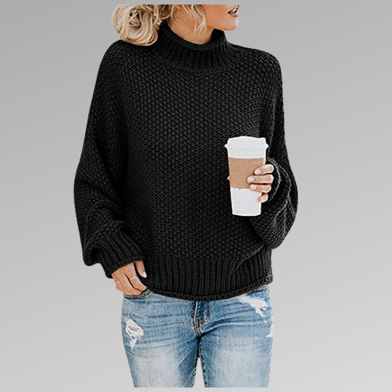 Katrine | Sweater Dame Grovstrik Rullekrave Oversize