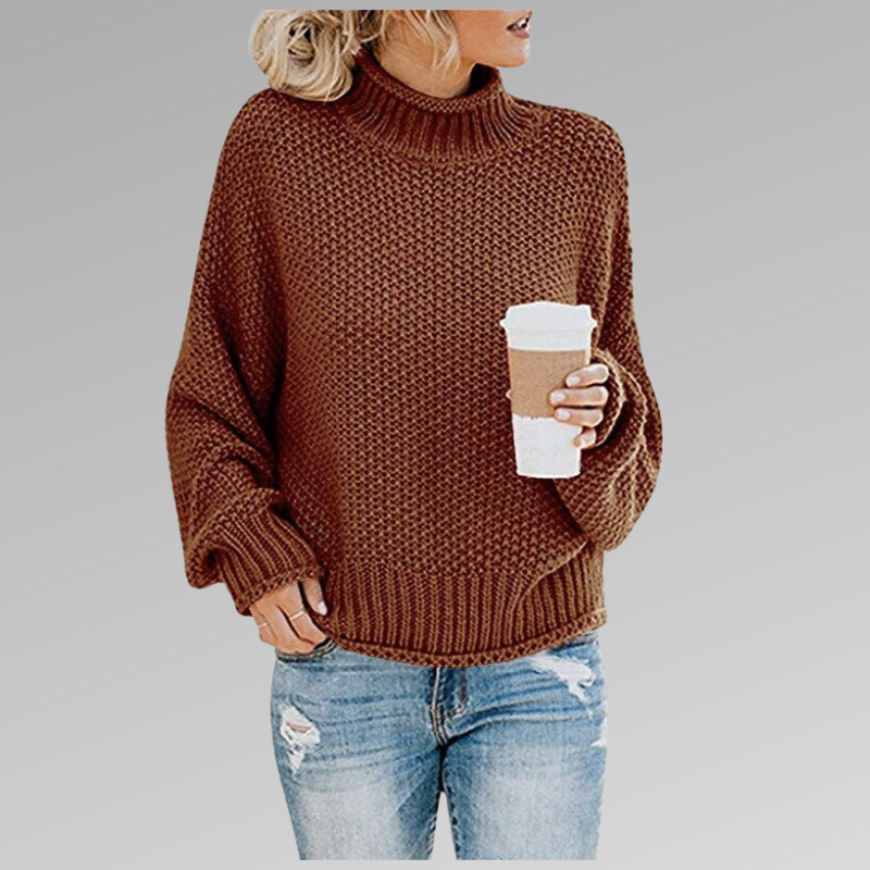 Katrine | Sweater Dame Grovstrik Rullekrave Oversize