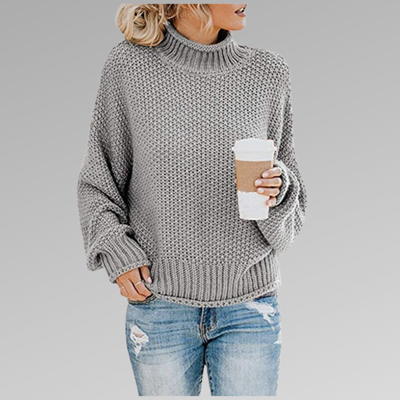Katrine | Sweater Dame Grovstrik Rullekrave Oversize