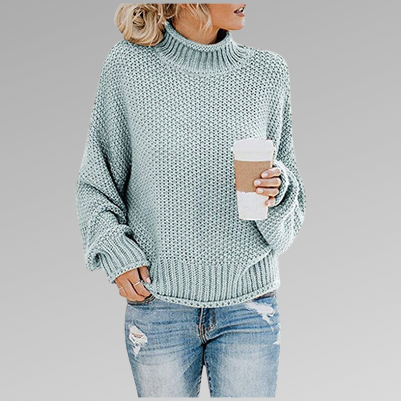 Katrine | Sweater Dame Grovstrik Rullekrave Oversize