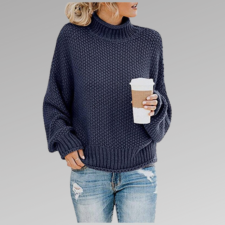 Katrine | Sweater Dame Grovstrik Rullekrave Oversize