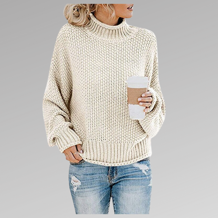 Katrine | Sweater Dame Grovstrik Rullekrave Oversize