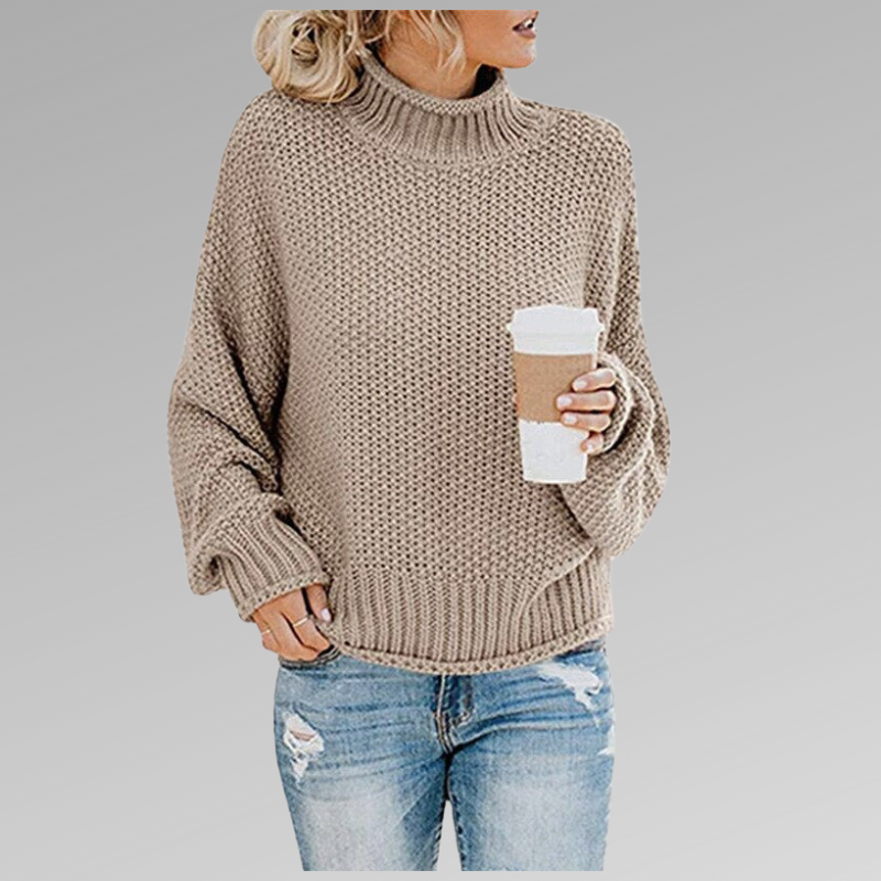 Katrine | Sweater Dame Grovstrik Rullekrave Oversize