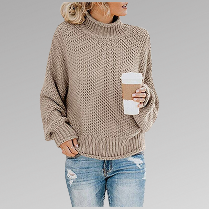 Katrine | Sweater Dame Grovstrik Rullekrave Oversize