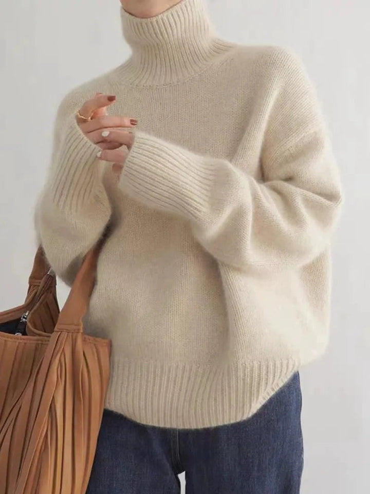 Lene | Sweater i Cashmere Rullekrave Dame Oversize