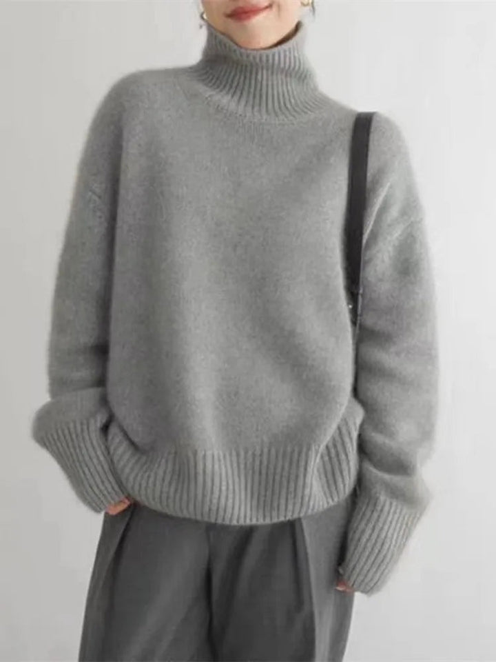 Lene | Sweater i Cashmere Rullekrave Dame Oversize