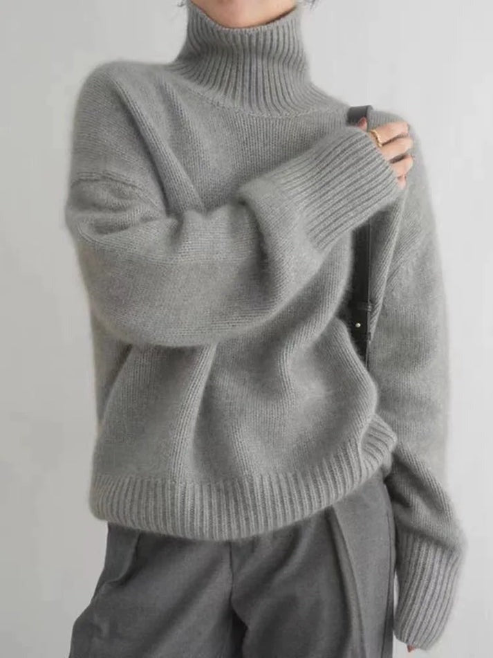 Line | Rullekrave Sweater Dame Strik Oversize