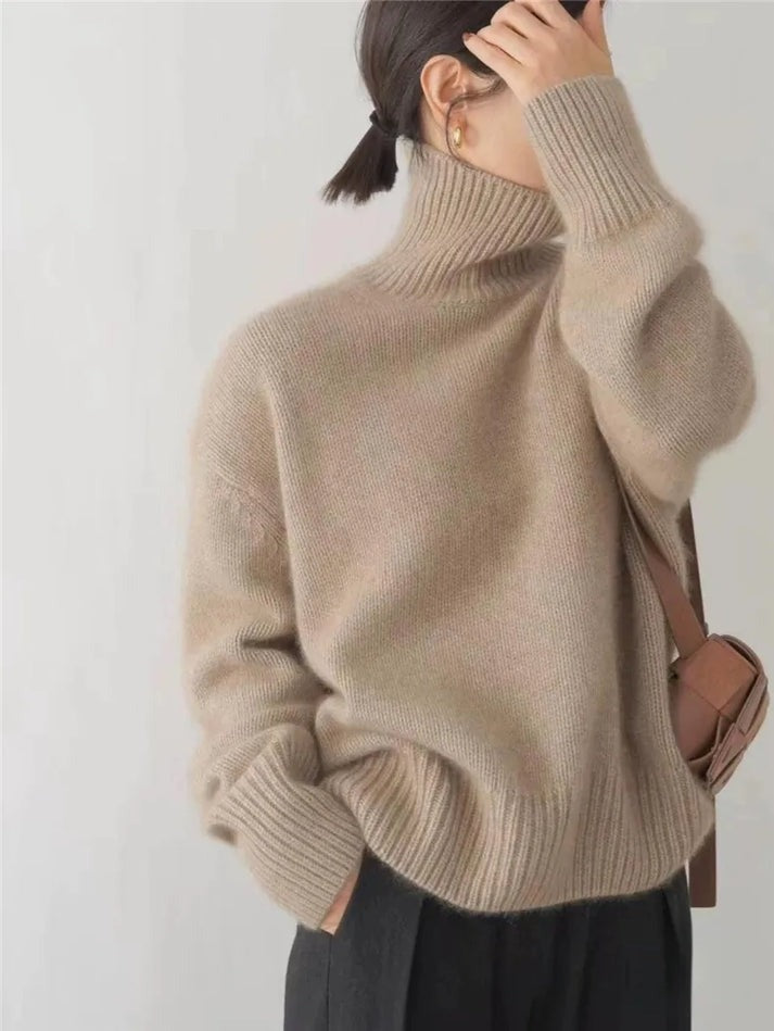 Line | Rullekrave Sweater Dame Strik Oversize