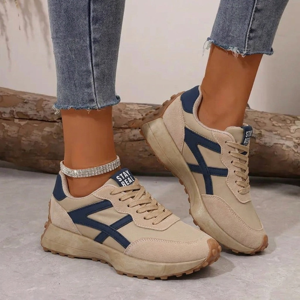 Line | Sneakers Dame Retro Snørebånd Chunky Sål