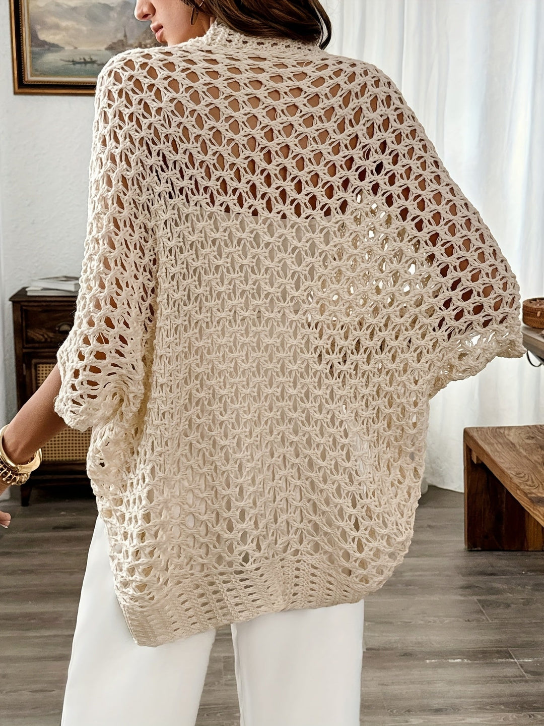 Liv | Cardigan Dame Hæklet Åben Front Oversize