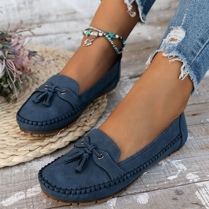 Louise | Loafers Sko Dame med Kvast Ruskind Flade