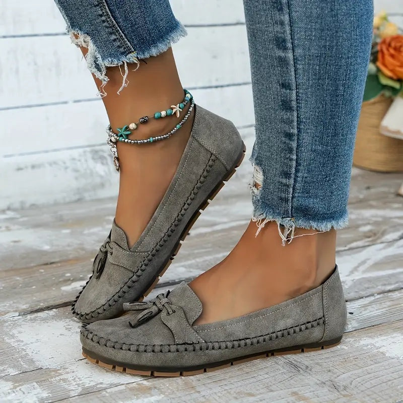 Louise | Loafers Sko Dame med Kvast Ruskind Flade