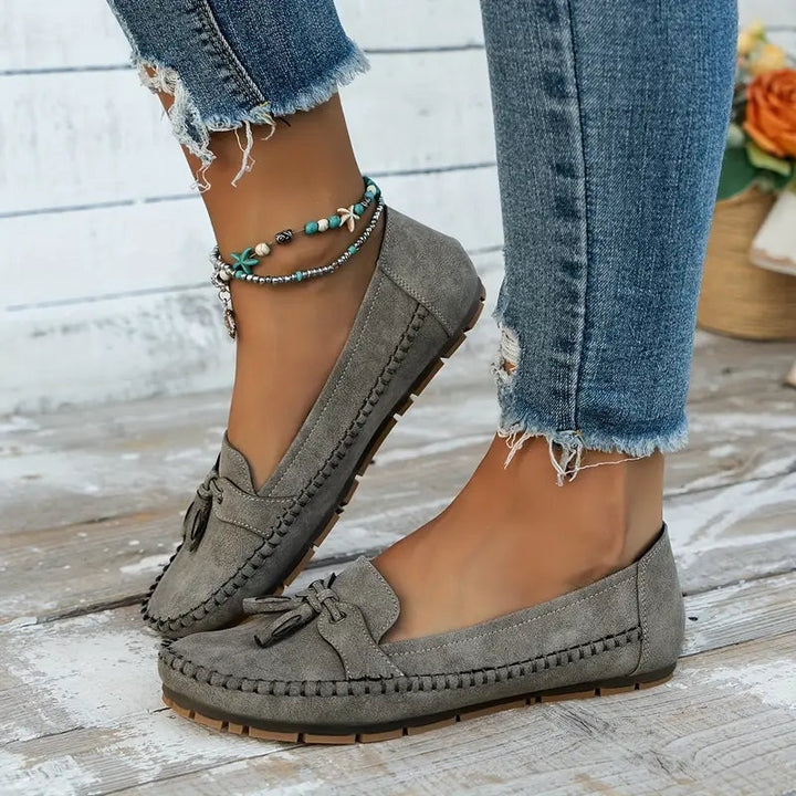 Louise | Loafers Sko Dame med Kvast Ruskind Flade