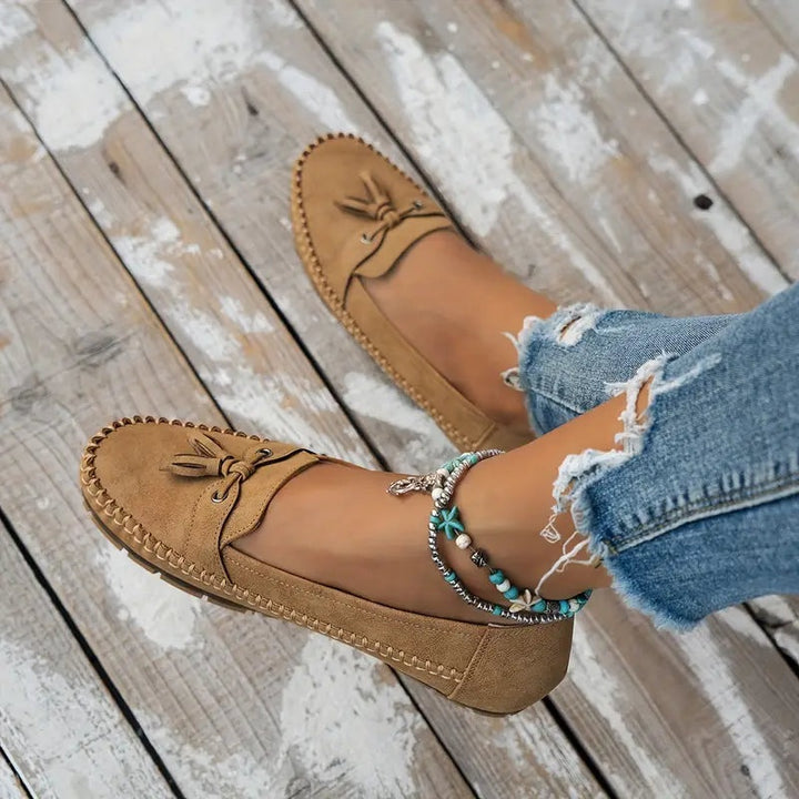 Louise | Loafers Sko Dame med Kvast Ruskind Flade