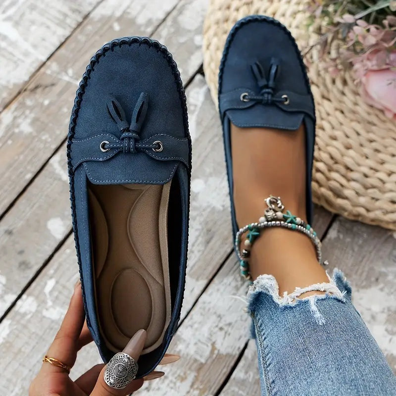 Louise | Loafers Sko Dame med Kvast Ruskind Flade