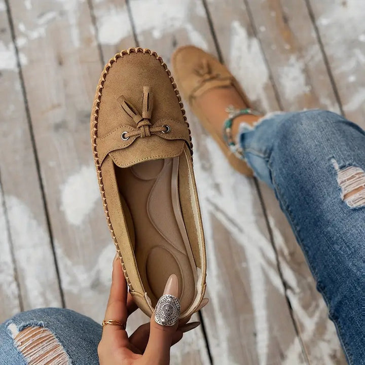 Louise | Loafers Sko Dame med Kvast Ruskind Flade